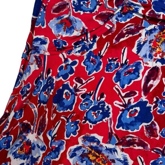 Free People Glow Up Mini Dress Red & Blue Floral Size 6 - Picture 9 of 10